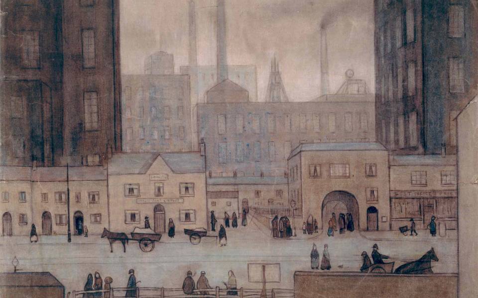 Coming from the Mill c1917-18 by LS Lowry