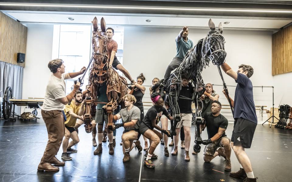 The cast of War Horse in rehearsals. Credit Pamela Raith Photography. 043_